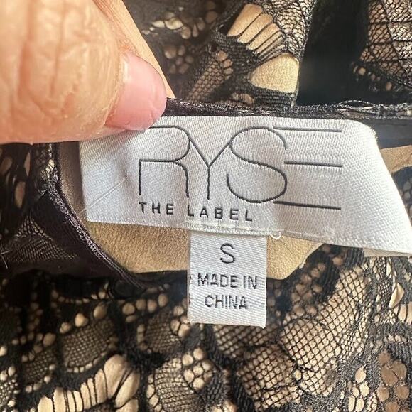 RYSE The Label Samson Nude Black Lace Dress Mesh Long Sleeve Bodycon Formal - Picture 8 of 11